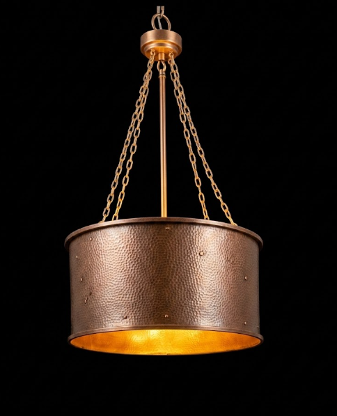The Bill Britt Copper Drum Chandelier Pendant LIght Custom Design