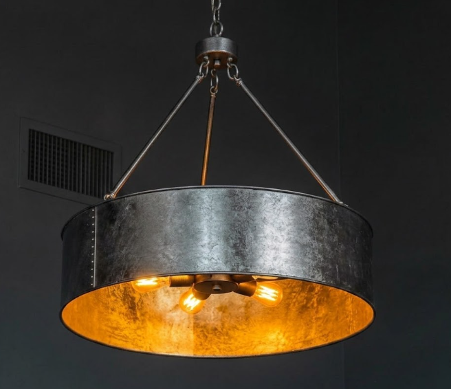 The Half Moon Bay Copper Drum Chandelier Pendant Light Custom Design