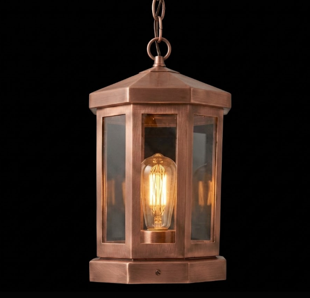 The Baja Bay Coastal Nautical Copper Lantern Pendant Light Custom Design