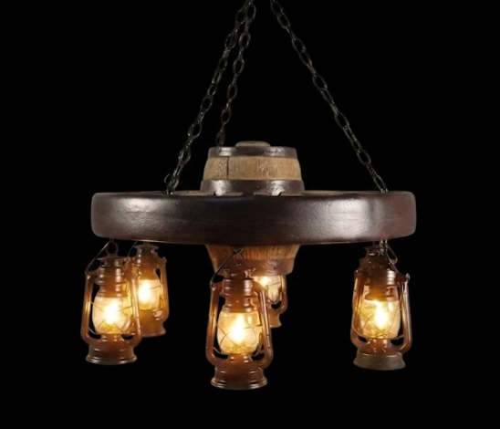 Bonanza Wagon Wheel Rustic Chandelier, 30"W x 12"T