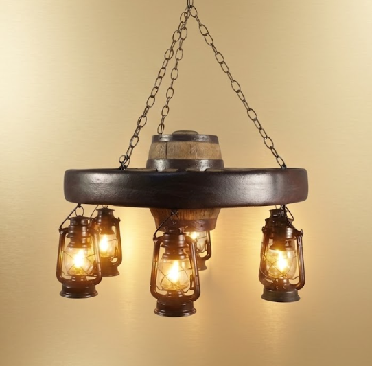 Bonanza Wagon Wheel Rustic Chandelier, 30"W x 12"T