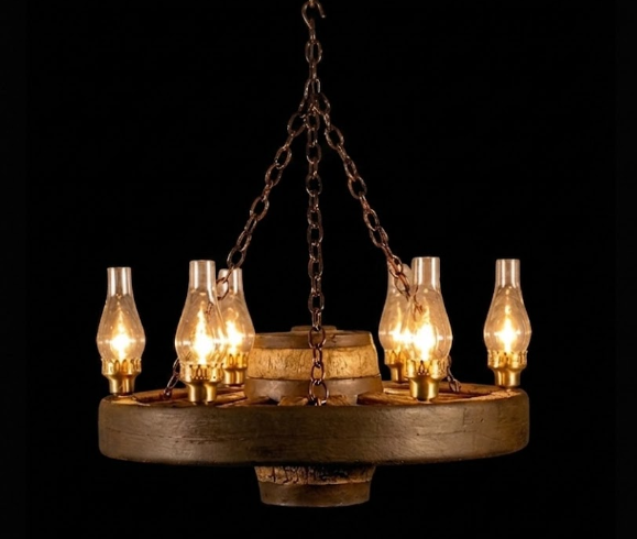 Move 'Em Out! Wagon Wheel Rustic Chandelier, 30"W x 12"T