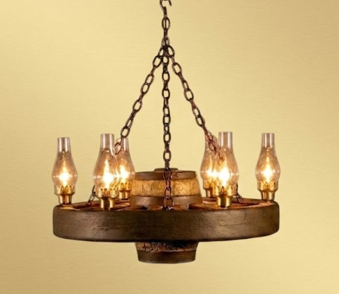 Move 'Em Out! Wagon Wheel Rustic Chandelier, 30"W x 12"T