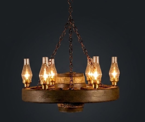 Move 'Em Out! Wagon Wheel Rustic Chandelier, 30"W x 12"T