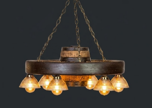 Circle the Wagons! Wagon Wheel Rustic Chandelier, 30"W x 12"T