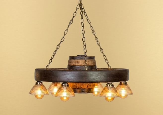 rustic faux wagon wheel chandelier 