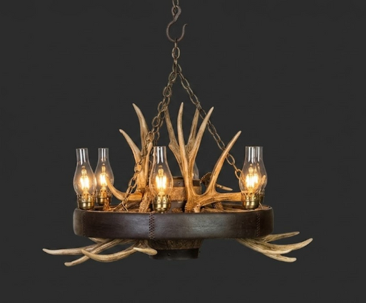 Old West Wagon Wheel Rustic Chandelier, 41"W x 23"T