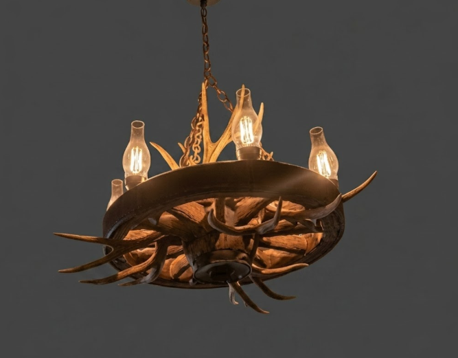 Old West Wagon Wheel Rustic Chandelier, 41"W x 23"T