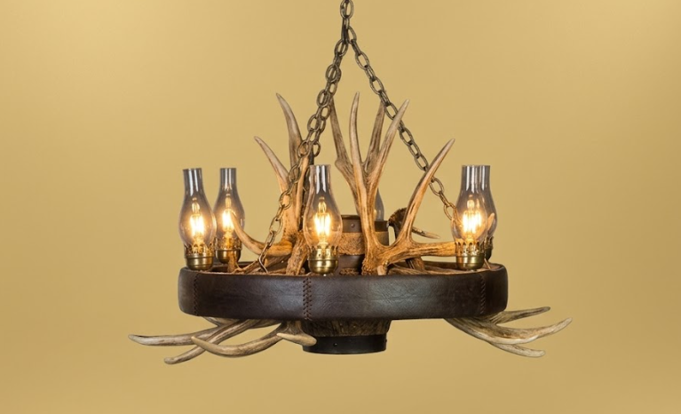Old West Wagon Wheel Rustic Chandelier, 41"W x 23"T