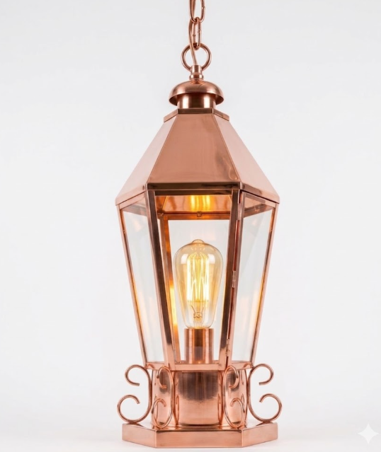 The Trinidad Bay Coastal Copper Lantern Pendant LIght