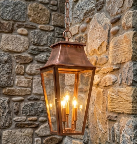 St. James Wood Dale Copper Lantern & Pendant Light With Top Curl