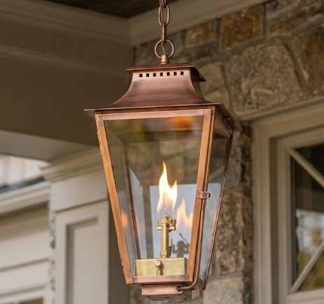 St. James Wood Dale Copper Lantern & Pendant Light With Top Curl