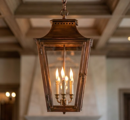 St. James Wood Dale Copper Lantern & Pendant Light With Top Curl
