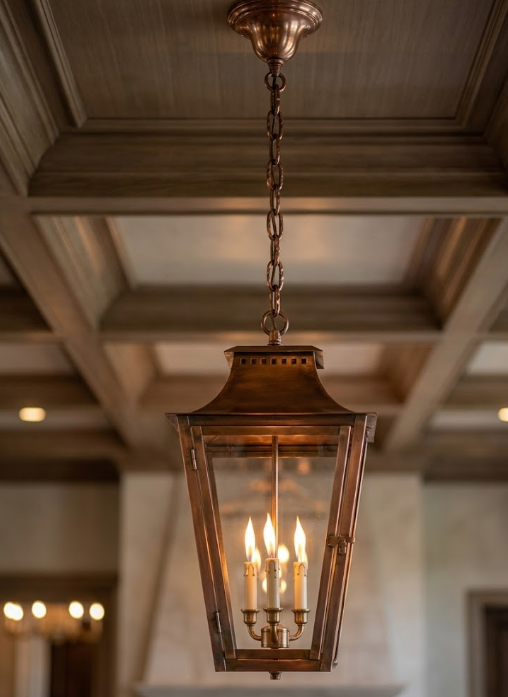 St. James Wood Dale Copper Lantern & Pendant Light With Top Curl