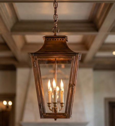 St. James Wood Dale Copper Lantern & Pendant Light With Top Curl