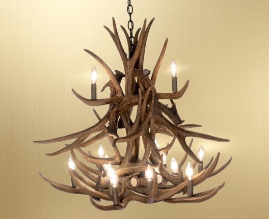 faux deer Antler chandelier on a beige background