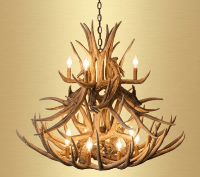 Cheyenne Faux Deer Antler Chandelier, 37" W x 35" T