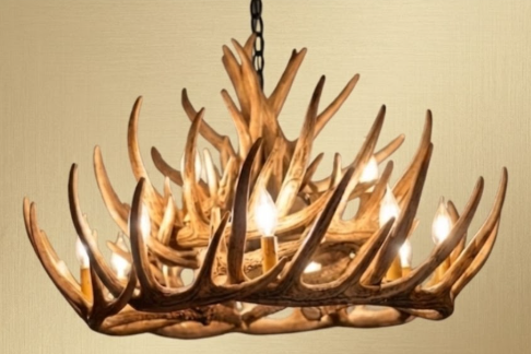 Monarch Faux Deer Antler Chandelier, 32"W by 20"T