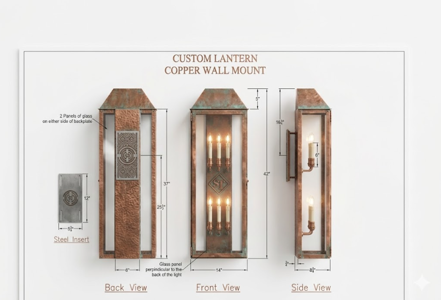 The Mendota Copper Lantern Kitchen Island Pendant Light Custom Design