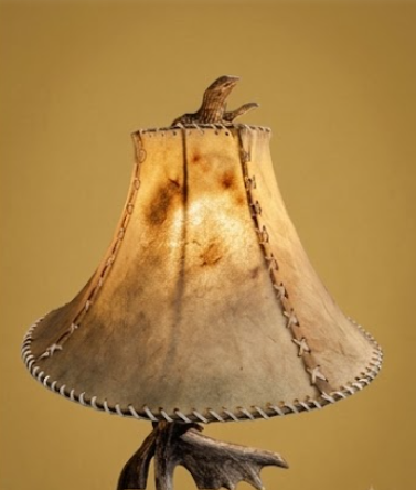 Deer Antler Table Lamp with Rawhide Shade