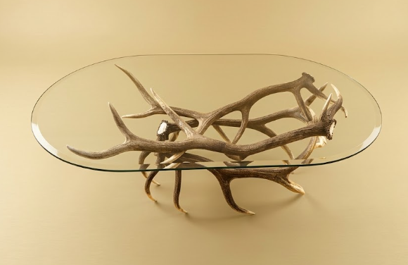 Real Elk Antler Coffee Table — Handcrafted Rustic Furniture, Made in USA