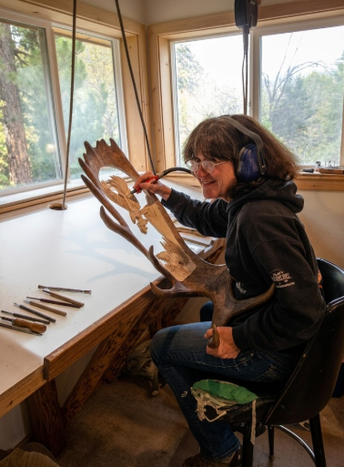 wolf antler carving