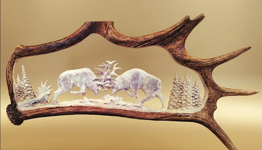 When Bulls Rut Antler Carving