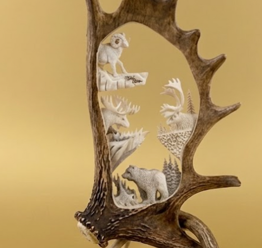 Alaska Wildlife Antler Carving