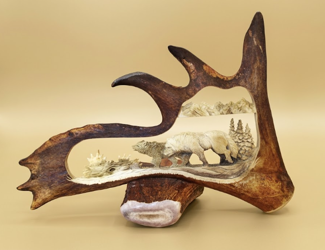 wolf antler carving