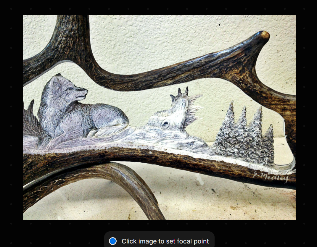 wolf antler carving resting yet aware! 