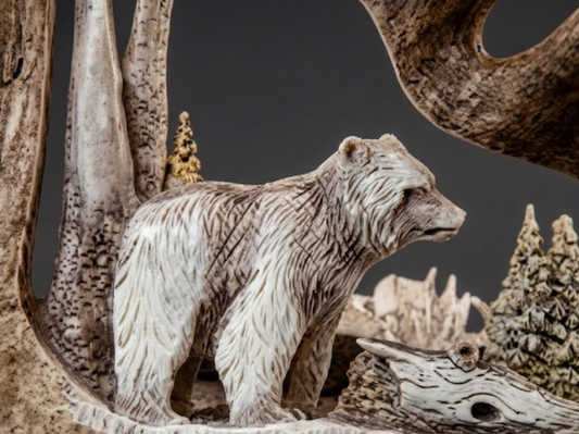 Up close picture of the bear antler carving