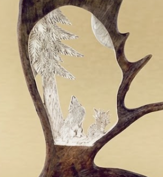 wolf antler carving