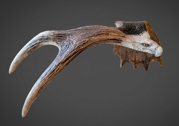 bald eagle antler hand crafted carving