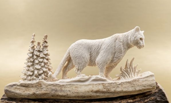 mountain lion antler carving