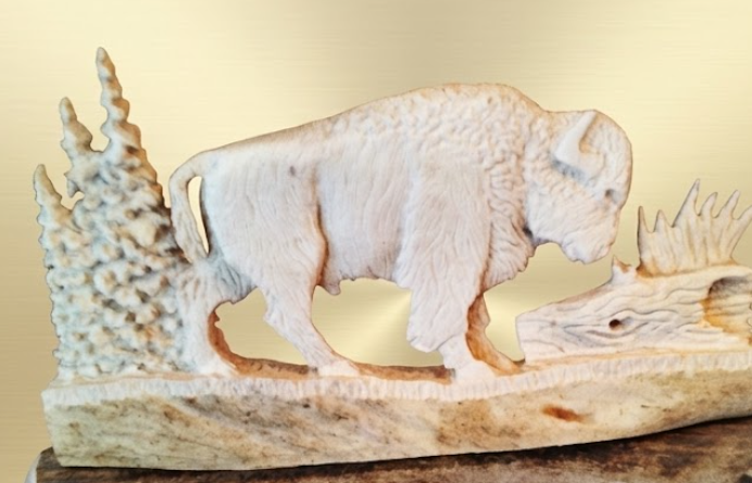 Prairie king bison antler carving up close and personal 