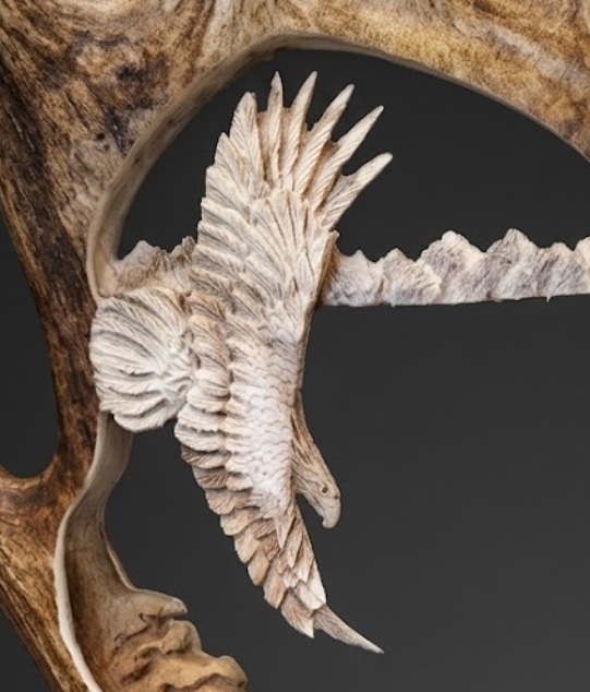 eagle bear antler carving from a caribou antler shed.