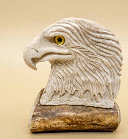 eagle head antler carving