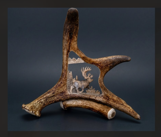 Running Deer or Caribou Antler Carving