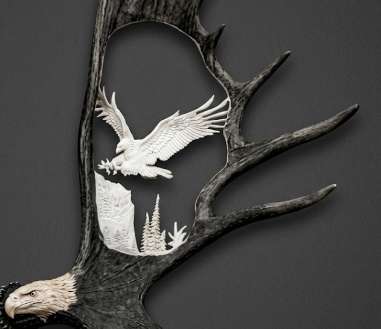 eagle antler carving