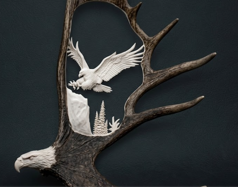 eagle antler carving