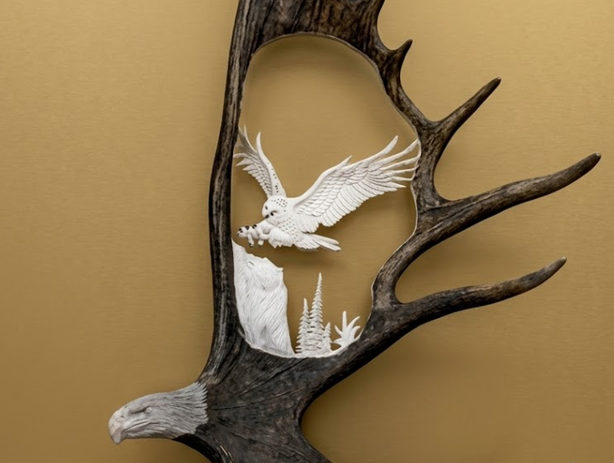 eagle antler carving