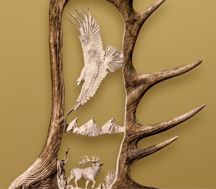 eagle moose antler carving