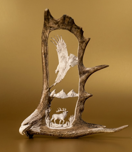 eagle moose antler carving