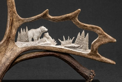 bear moose antler carving