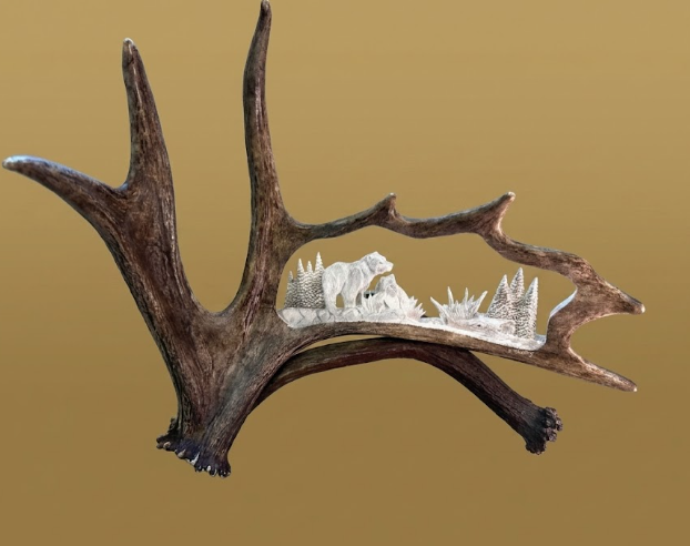 bear moose antler carving