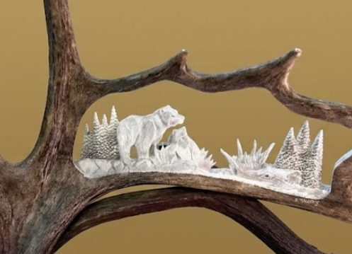 bear moose antler carving