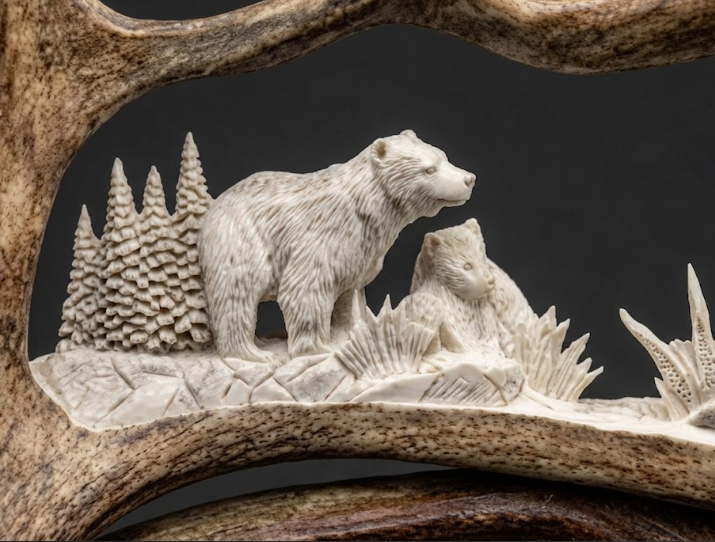 bear moose antler carving