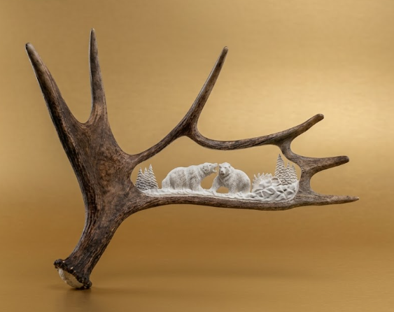 bear moose antler carving