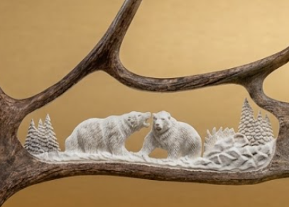 bear moose antler carving