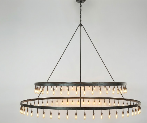  foyer entryway pendant light chandelier with multiple light bulbs on a plain background